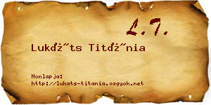 Lukáts Titánia névjegykártya